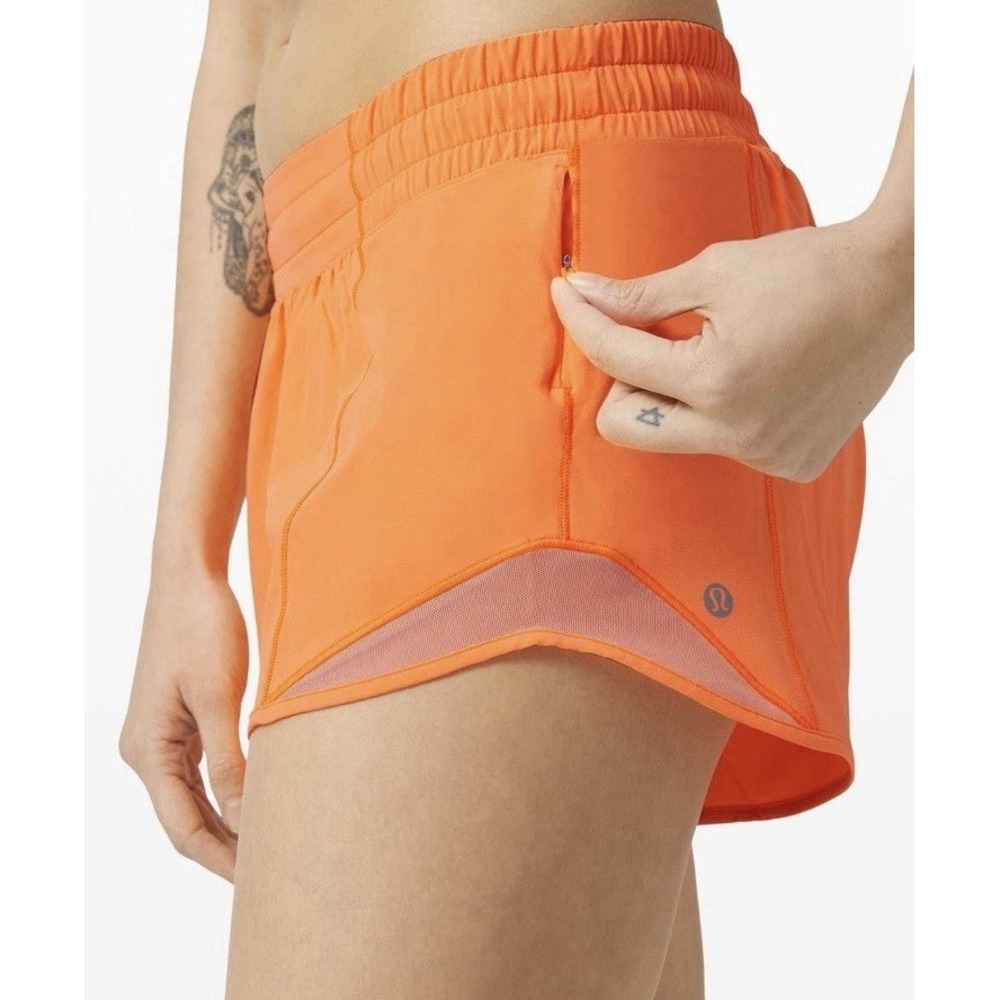 Lululemon Hotty Hot Short II Long 4" Highlight Orange Size 6 EUC